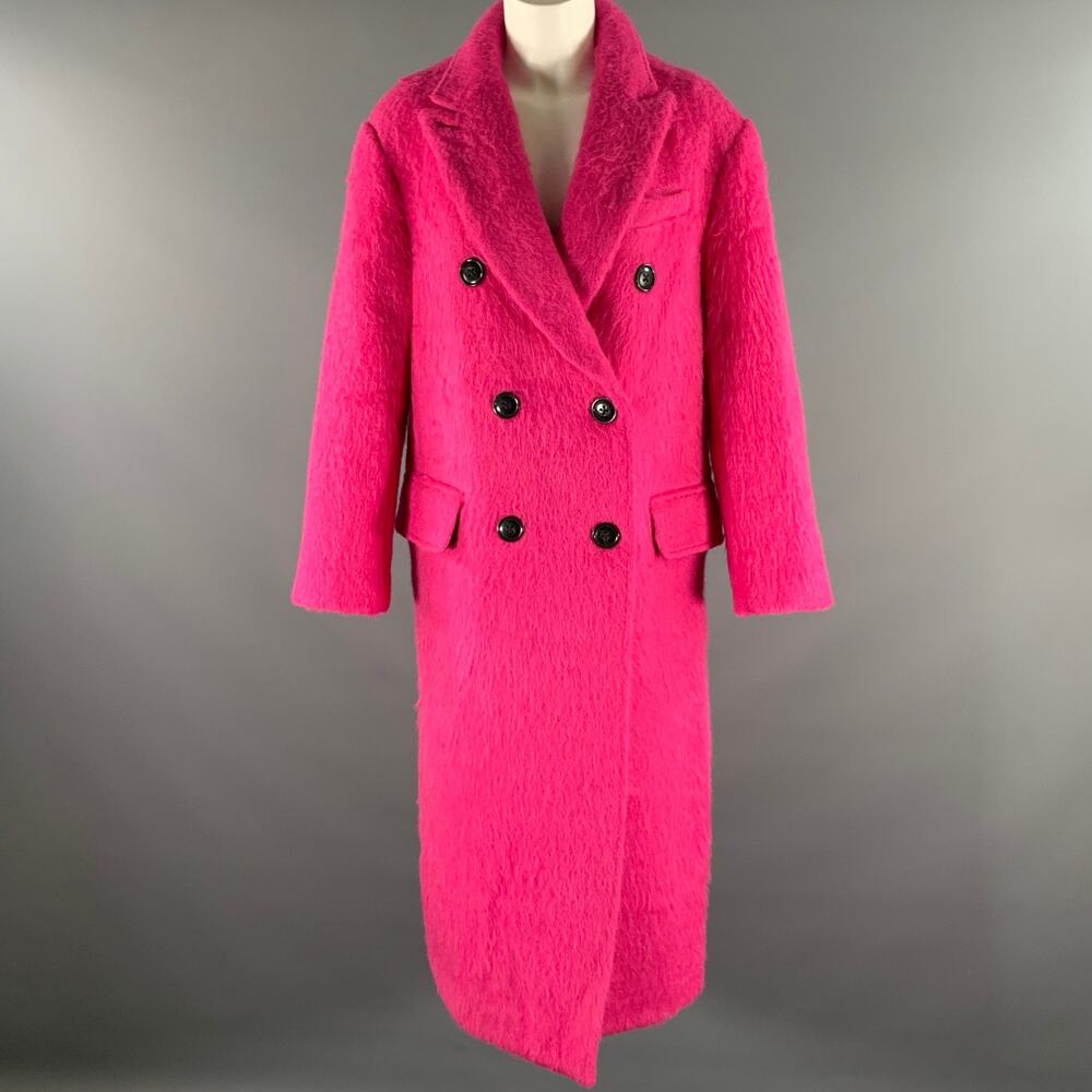STAND STUDIO Size S Fuchsia Wool Blend Textured Peak Lapel Coat